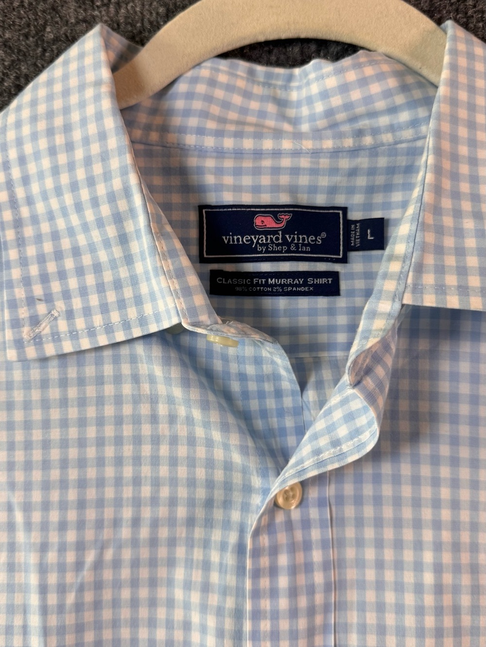 Vineyard Vines Houston FC Classic Fit Murray Blue Gingham Mens Button Down Shirt - Picture 3 of 7